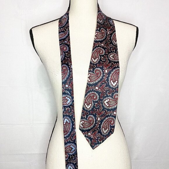 Vintage Christian Dior Paisley Tie Paris New York Pure 100% Silk 54”X 4” - Picture 1 of 4